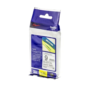 Brother TZe-221, märkband 9 mm, svart text/vit botten