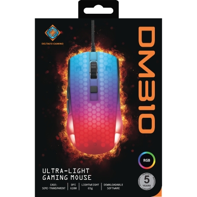 Deltaco DM310 Ultralätt Datormus Gaming Semi-transparent RGB