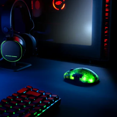 DM320 Trådlös Ultralätt Datormus Gaming Semi-transparent RGB