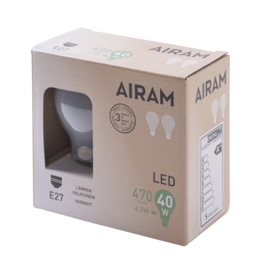 AIRAM alt Lampa E27 LED 5W 2700K 470 lumen 2-pack