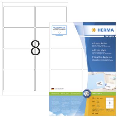 Herma Etikett HERMA Premium A4 99,1x67,7 (100) 4269 Modsvarer: N/A