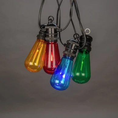 Konstsmide Lyssløjfe E27 med 10 farvede LED-lamper 5V/IP44 4149-500 Modsvarer: N/A