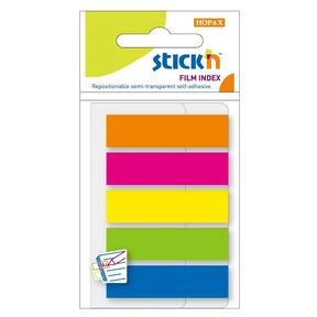 Stick'n Indexflikar PET 5st 45x12 25 Blad Sorterat Neon