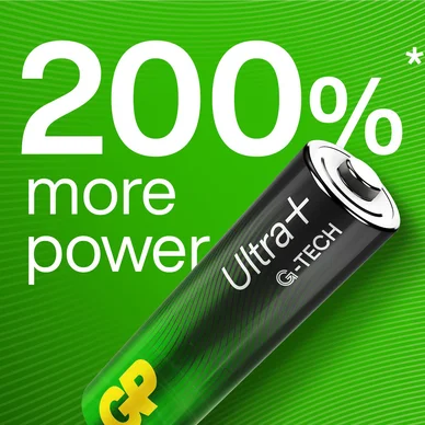 GP Ultra Plus Alkaline AA-batteri, 15AUP/LR6, 4-pakning GP Ultra Plus Alkaline AA-batteri, 15AUP/LR6, 4-pakning