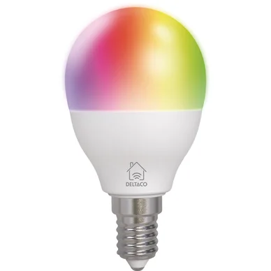 DELTACO Smart Home LED-pære E14 G45, WiFi, 4,9W, 470 lm SH-LE14G45RGB02 Modsvarer: N/A