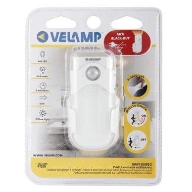 Velamp alt 3-i-1 nødlygte med sensor, 40lm