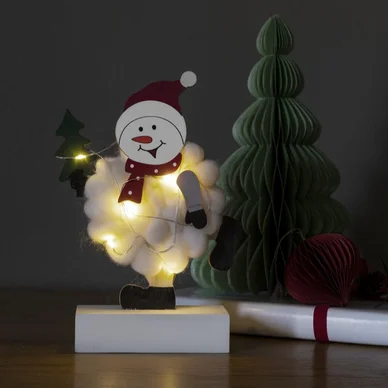 Konstsmide Konstsmide Snemand Juledekoration i træ & bomuld 6 LED 2xAA 3268-210 Modsvarer: N/A