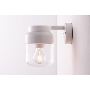 Ohm Wall Væglampe LED E27 Hvid 140/205 Klarglas IP44