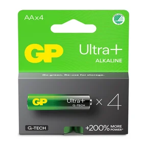 GP Ultra Plus Alkaline AA-batteri, 15AUP/LR6, 4-pakning
