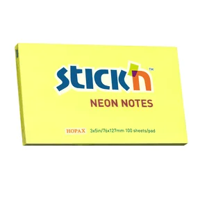 Stick'n Notisblock 76x127 100 Blad Neon Gul