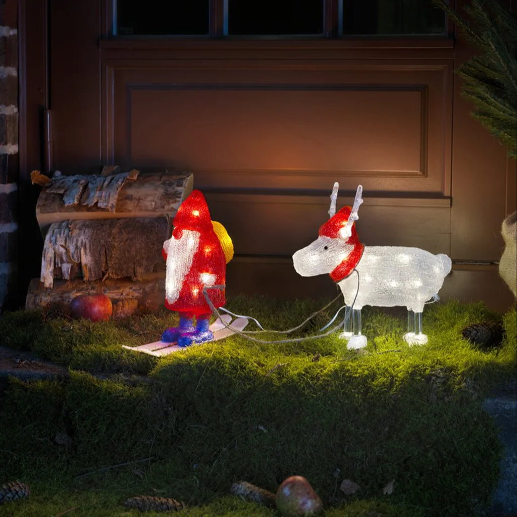 Konstsmide Tomte med ren, Juldekoration i akryl 40 LED