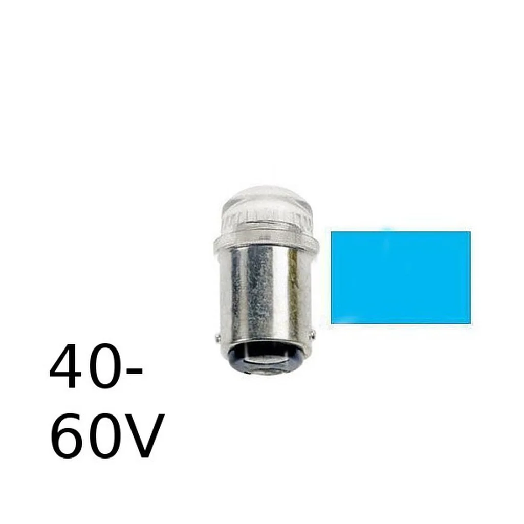 Blå LED signallampa T14x30 10lm Ba15d 0,4W 40-60V