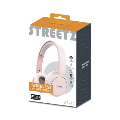 Streetz BT210 Bluetooth hörlurar, mic, foldable, pink