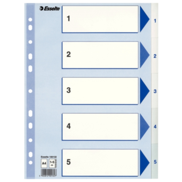 Register Non-Stop A4/1-5 rubrikblad vit