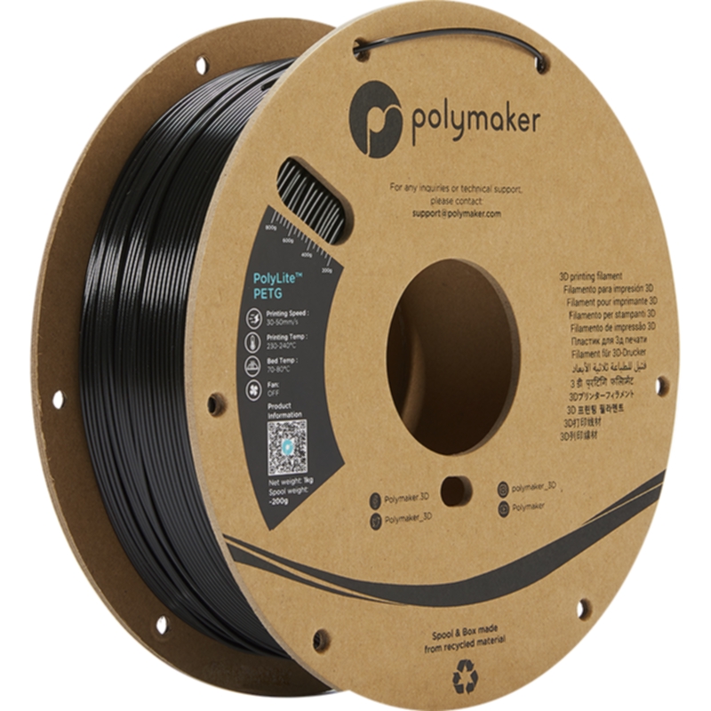 Polymaker Polymaker Polymaker Polylite PETG 1,75 mm - 1kg Svart PETG-filament,3D skrivarförbrukning