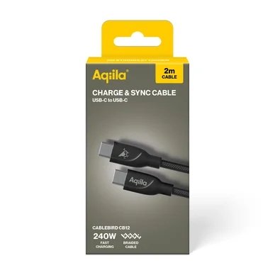 Aqiila Cablebird CB12 USB-C till C 240W flätad 2m svart