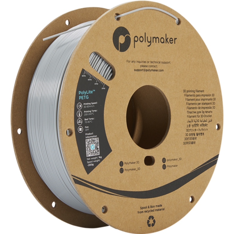 Polymaker Polymaker Polymaker Polylite PETG 1,75 mm - 1kg Grå