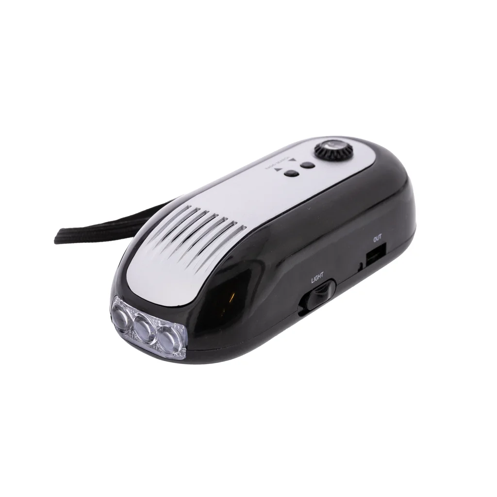 Vevradio med powerbank och ficklampa