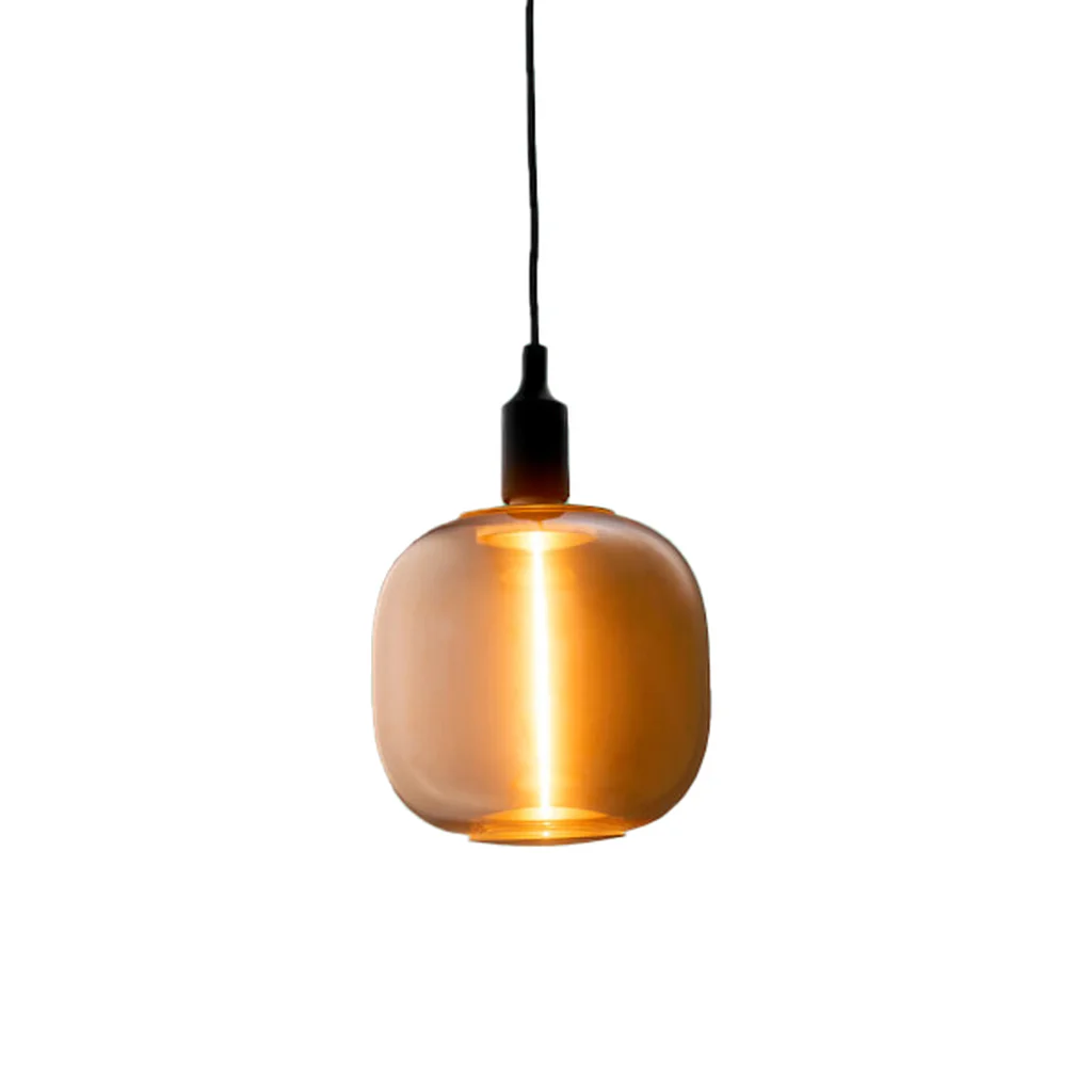 Unna LED Pendelarmatur Bärnstensfärgad E27 Svart sladd