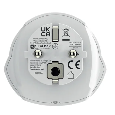 Skross World to Europe travel adapter - Retail (white)