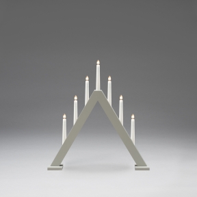 Elljusstake 7 ljus trä matt grå