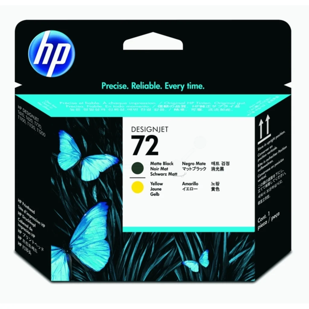 HP 72 Skrivhuvud mattsvart/gul