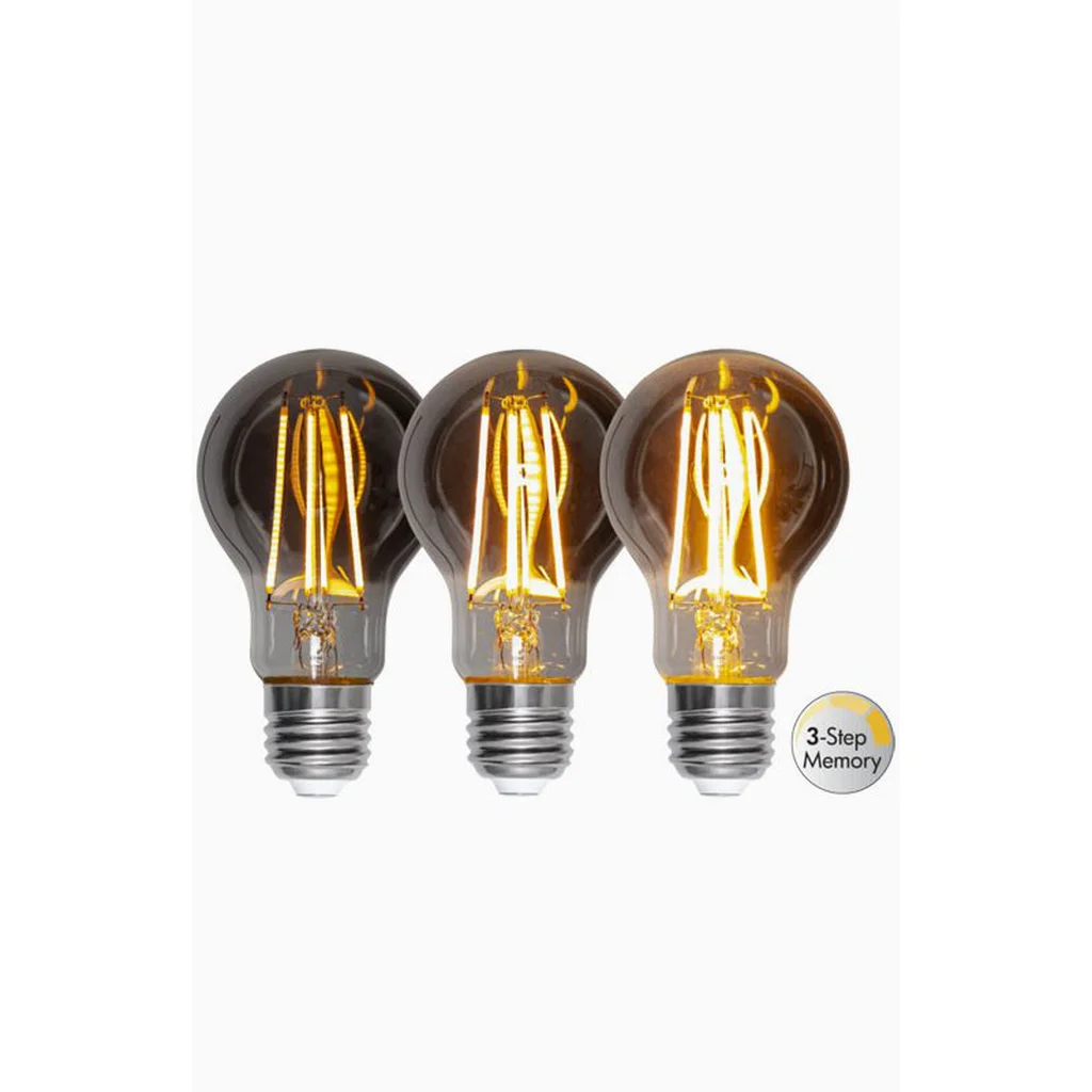 LED-lampa E27 A60 Soft Glow Smoke 3-step memory