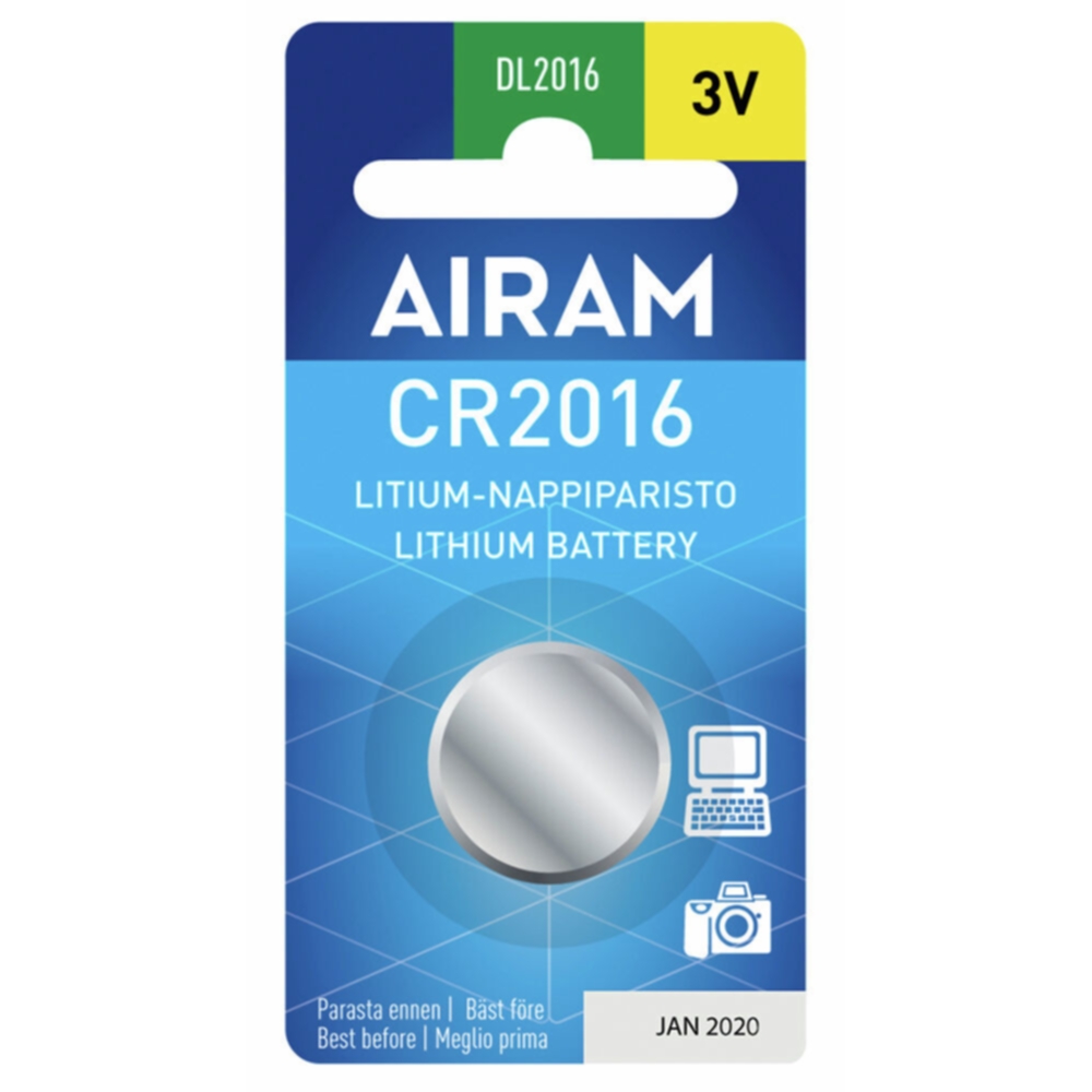 Bilde av Airam Airam Cr2016 3v Litium Knappebatteri 8714069 Tilsvarer: N/a