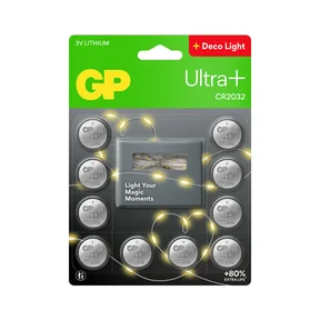 GP Litium-nappikestot CR2032 10 kpl + valosarja 2m