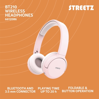 Streetz BT210 Bluetooth hörlurar, mic, foldable, pink