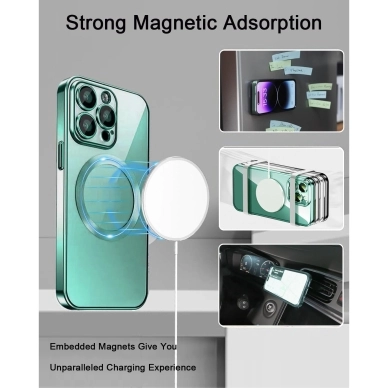 Turtos alt Kännykkäkotelot MagSafe Transparent iPhone 15 Pro Max, Green