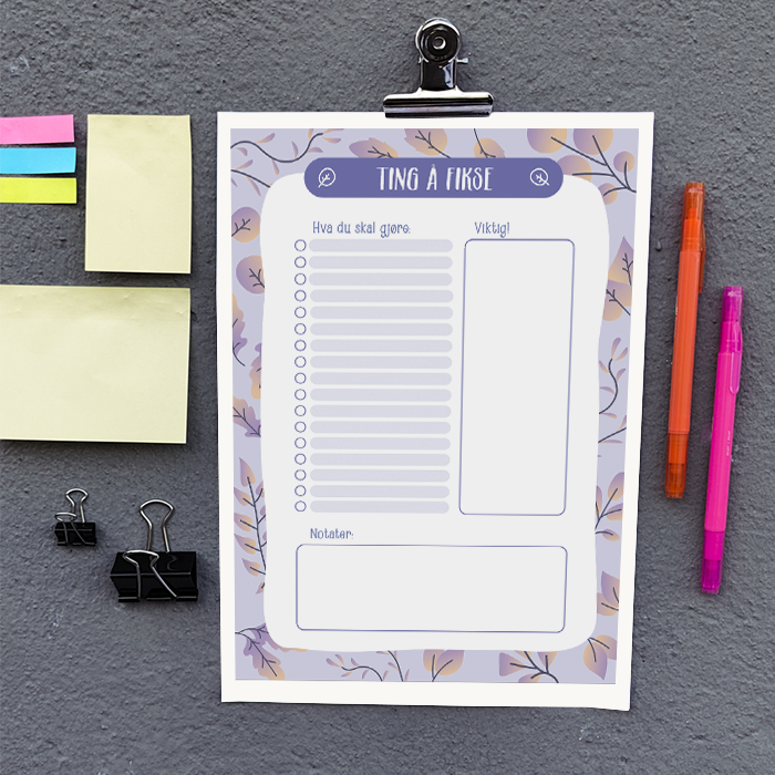 Utskrift av en tom to-do liste med enkel design.
