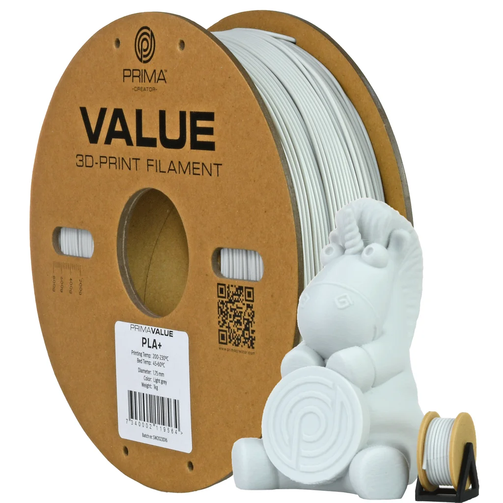 PrimaValue PLA+ - 1,75mm - 1kg - Ljusgrå