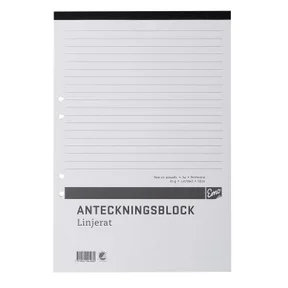 Anteckningsblock A4 linjerat, perforerat & hålat, 5 st