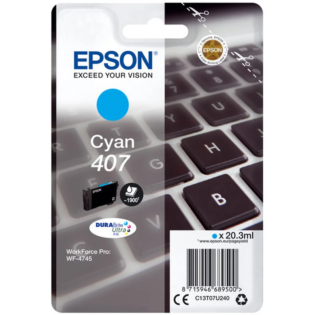 Epson 407 Bläckpatron Cyan