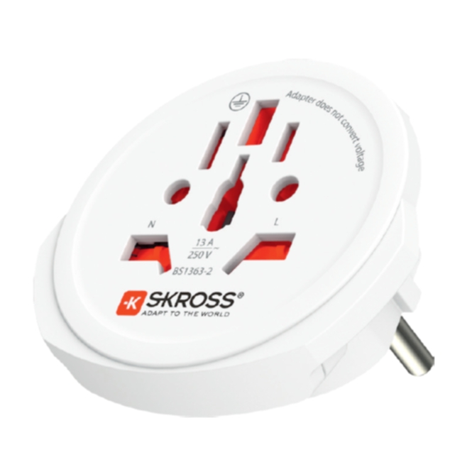 Skross World to Europe travel adapter - Retail (white)