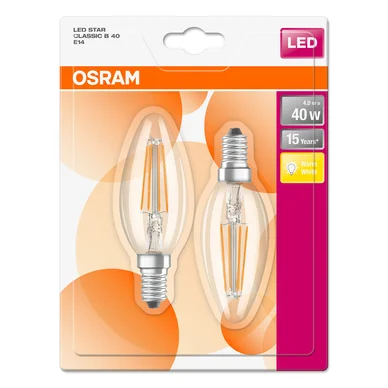 OSRAM Kertepære E14 LED 4W 2700K 470 lumen 2-pakning 4058075815773 Modsvarer: N/A