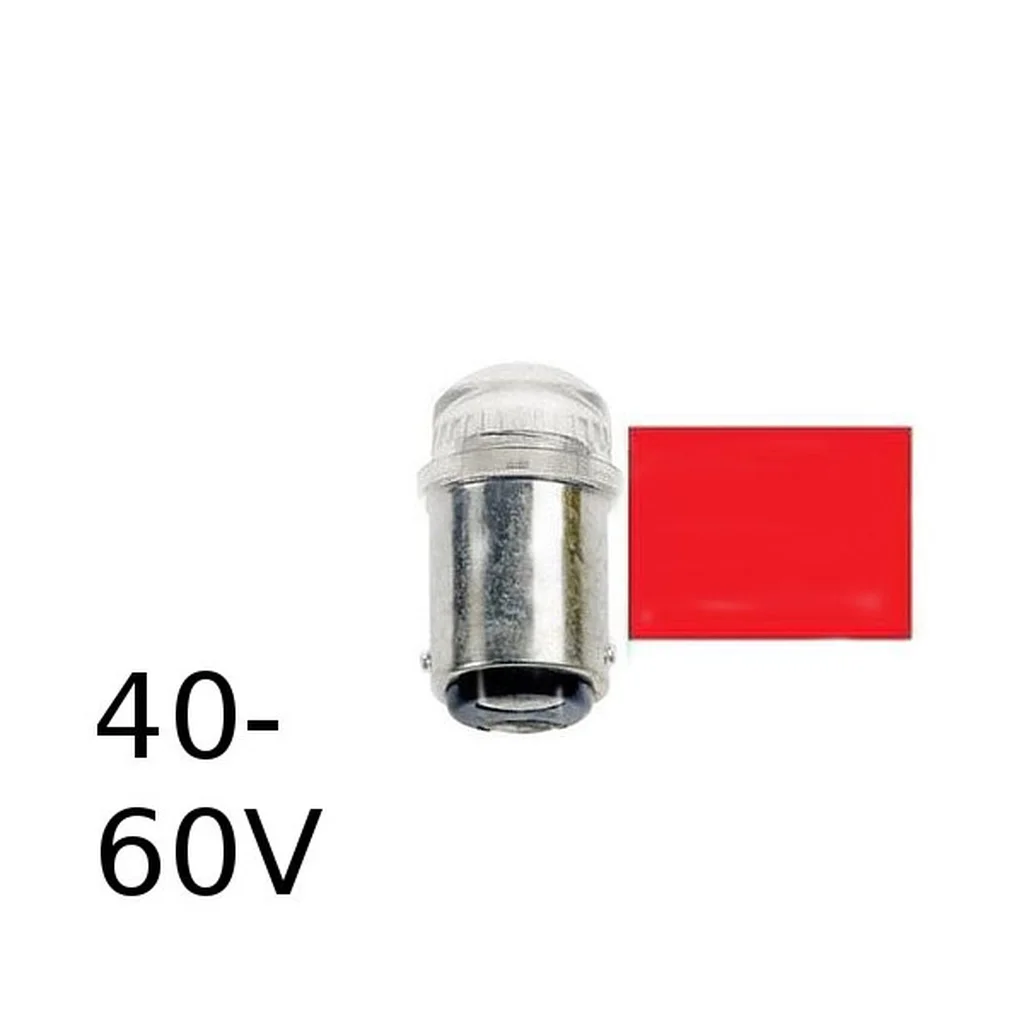 Röd LED signallampa T14x30 10lm Ba15d 0,4W 40-60V