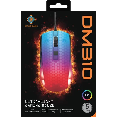 Deltaco DM310 Ultralätt Datormus Gaming Semi-transparent RGB
