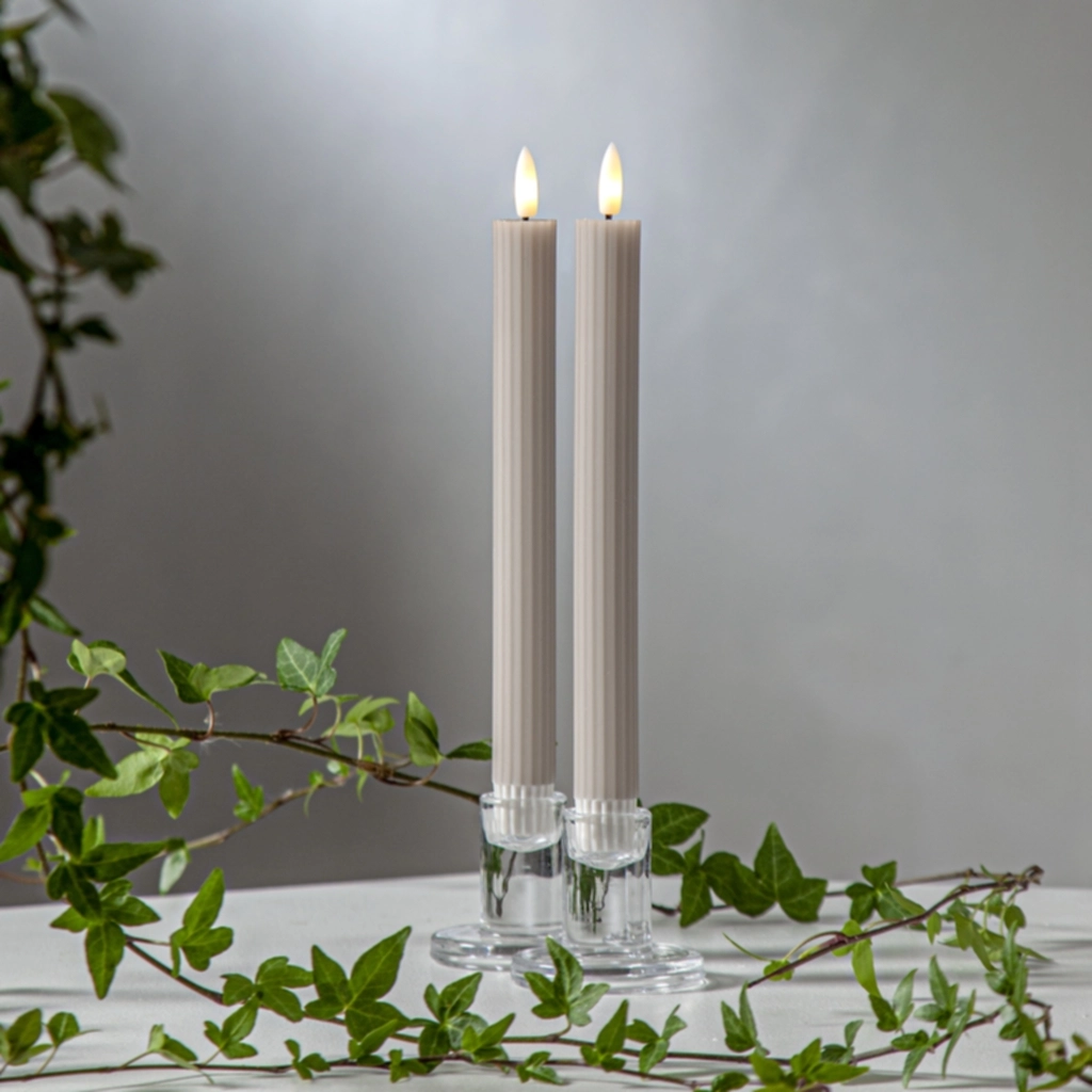 LED antikljus beige 2st 25cm
