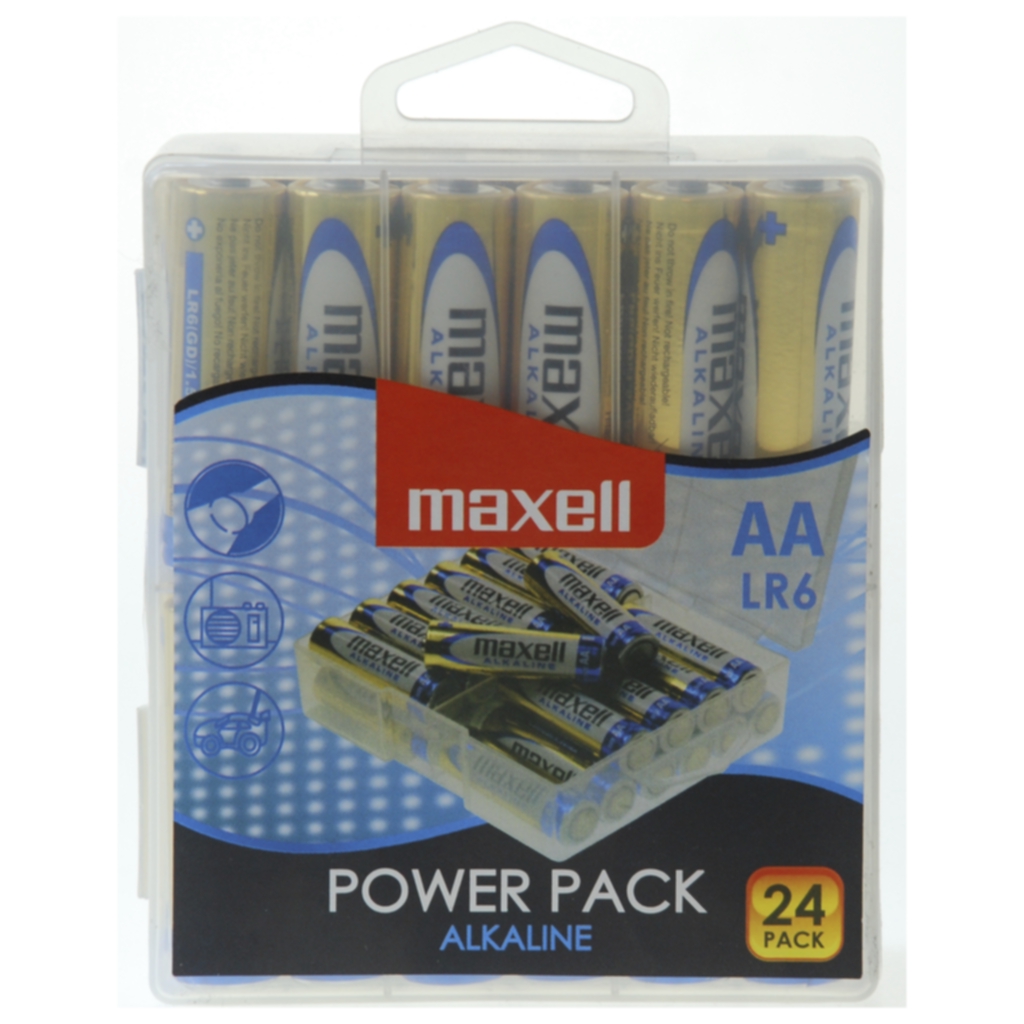 MAXELL Maxell Batterier LR6/AA Alkaliske 24-pakk Batterier og ladere,Alkaliske batterier