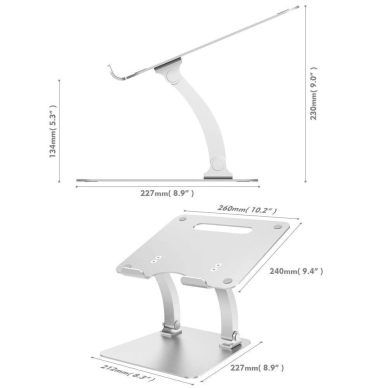 DESIRE2 Laptopställ Dual Pivot Riser Justerbar Silver