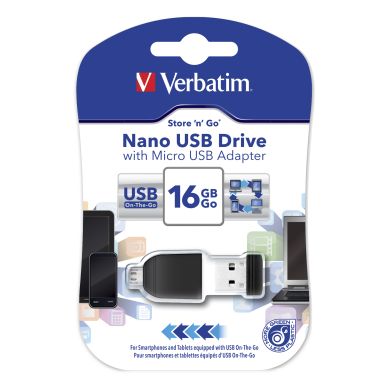 VERBATIM alt Verbatim Store N Stay Nano USB 16 GB OTG, Micro USB adapter