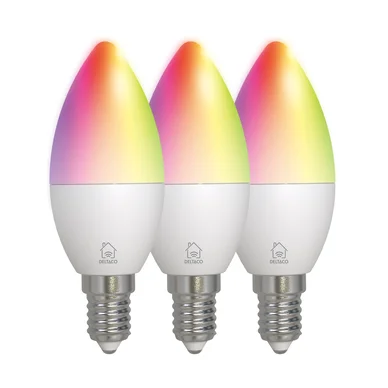 Deltaco SMART HOME - LED light bulb - shape: C37 - E14 - 4.9 W - RGB light - 2700-6500 K - white (pack of 3)
