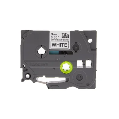 9 mm tejp, svart text på vit botten, lam, starkt lim, 8 m