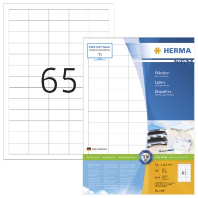 Etikett HERMA Premium A4 38,1x21,2 (100) 4270 Modsvarer: N/A