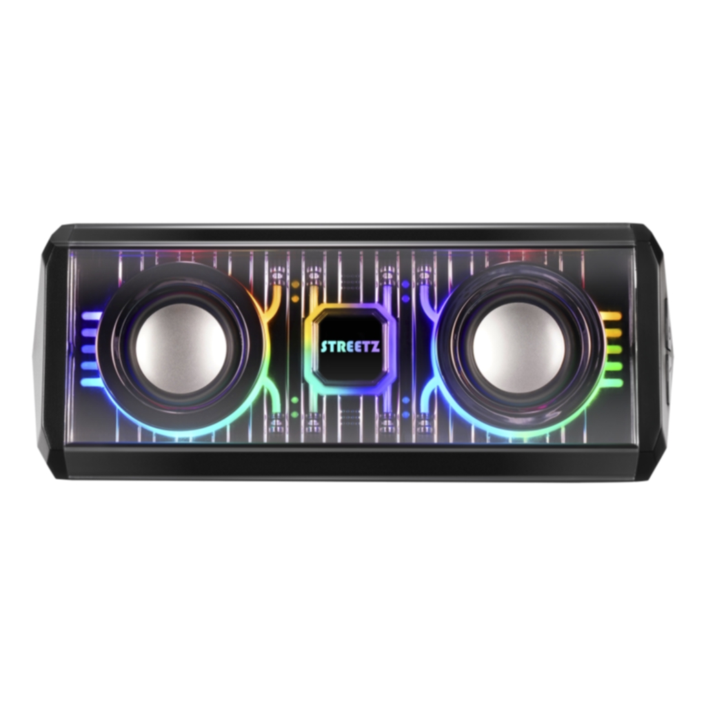 Streetz Transparent Bluetooth-högtalare med TWS och LED, 10W