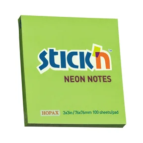 Stick'n Notisblock 76x76 100 Blad Neon Grön