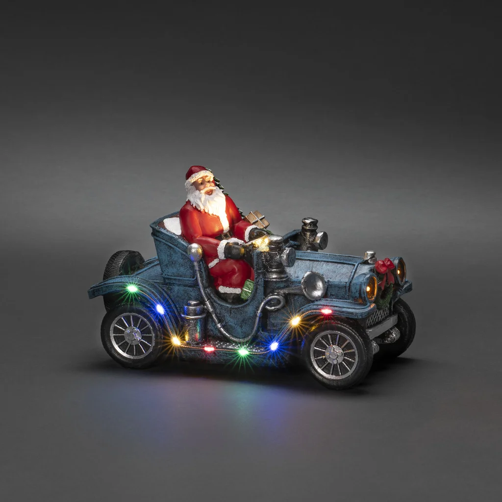 Konstsmide Jultomte i bil, 11 LED 3xAA