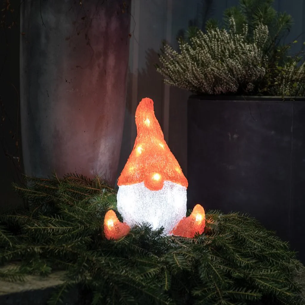 Konstsmide Tomte Juldekoration i akryl 26 cm 16 LED 3xAAA
